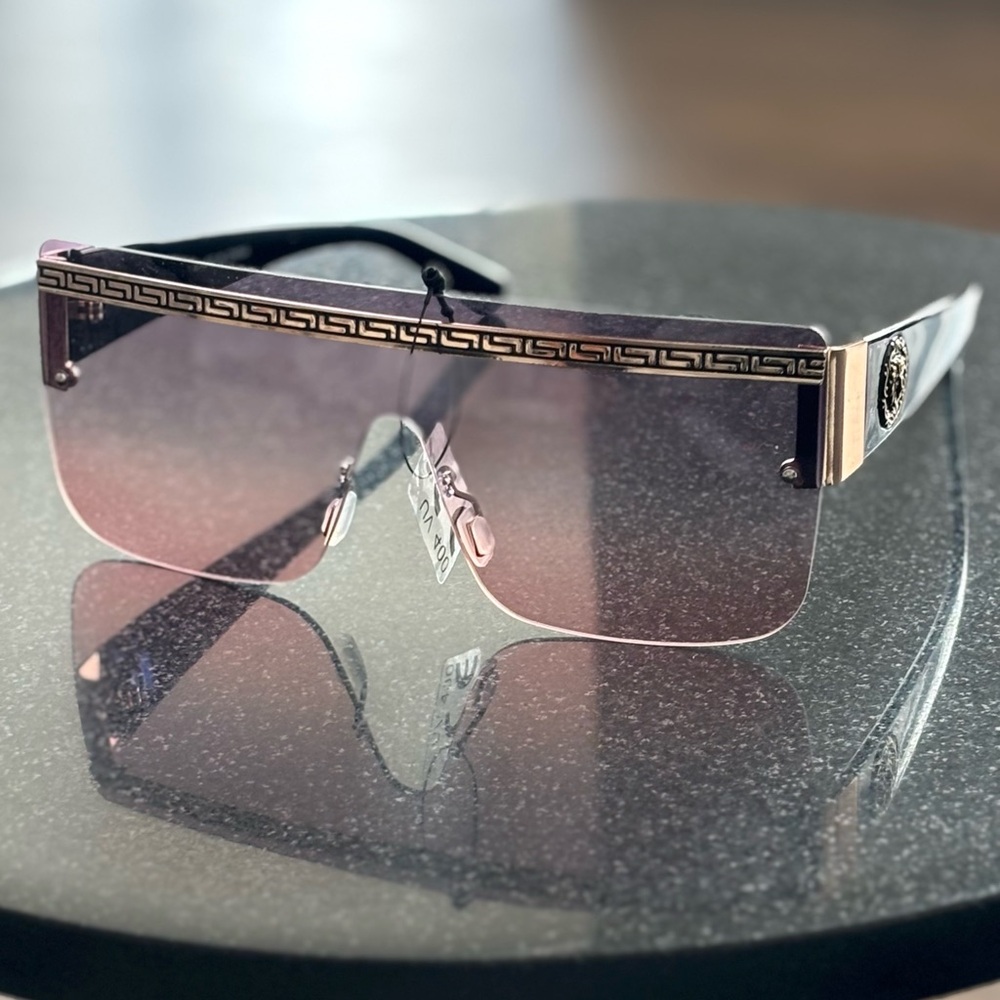 Versace Vibes Black Shield Sunglasses - Picture 2 of 12